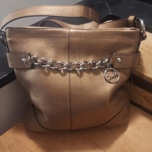 Coach Pebbled Leather Handbag Chain Cross Body